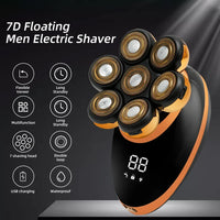 Men 7D Floating Men Electric Shaver Wet Dry Beard Hair Trimmer Electric Razor Rechargeable Bald Head Shaving Machine LCD Display